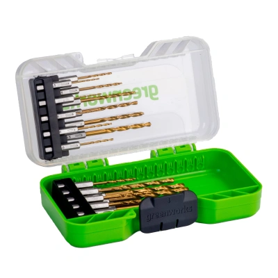Набор сверл Greenworks (22 шт) HSS-TiN 1,5-8,0 мм в кейсе