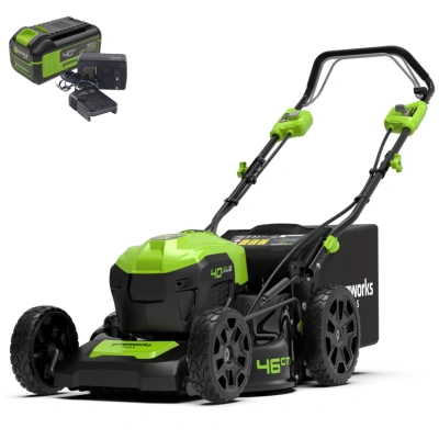 Газонокосилка Greenworks GD40LM46SPK5 40V (46 см) самоходная аккумуляторная, с АКБ 5 А/ч и ЗУ