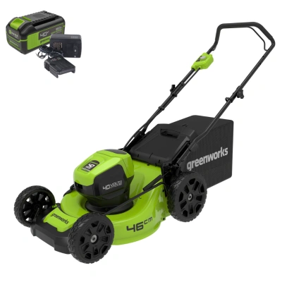 Газонокосилка Greenworks GD40LM46HPK5 40V (46 см) аккумуляторная, с АКБ 5 А/ч и ЗУ