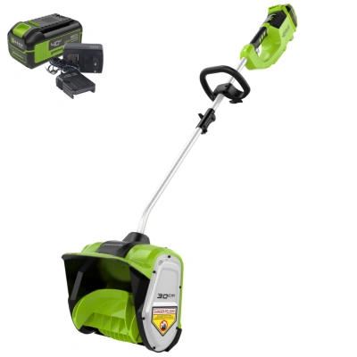 Снегоуборщик Greenworks GD40SSK5 40V (30см) аккумуляторный, с АКБ 5 А/ч и ЗУ 