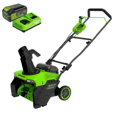 Снегоуборщик Greenworks GD40STX2K5 40V (51 см) аккумуляторный, с АКБ 5 А/ч и быстрым ЗУ