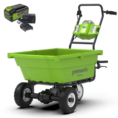 Садовая тележка Greenworks G40GCK5 40V (106 л) самоходная аккумуляторная, с АКБ 5 А/ч и ЗУ