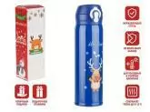 Термос, 500 мл, нержавеющая сталь, MERRY CHRISTMAS, синий, PERFECTO LINEA Термос, 500 мл, нержавеющая сталь, MERRY CHRISTMAS, синий, PERFECTO LINEA