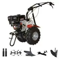 Купить Мотоблок Угра НМБ-1Н10А с ВОМ, пониженной передачей и двигателем Кадви/Lifan 177F 9,0 л.с. Колеса 19х7*8. В комплекте (плуг, фрезы, сцепка, распашник) в Минске с Доставкой по РБ