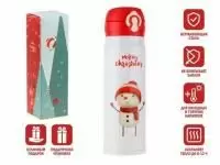 Термос, 500 мл, нержавеющая сталь, MERRY CHRISTMAS, белый, Снеговик, PERFECTO LINEA Термос, 500 мл, нержавеющая сталь, MERRY CHRISTMAS, белый, Снеговик, PERFECTO LINEA