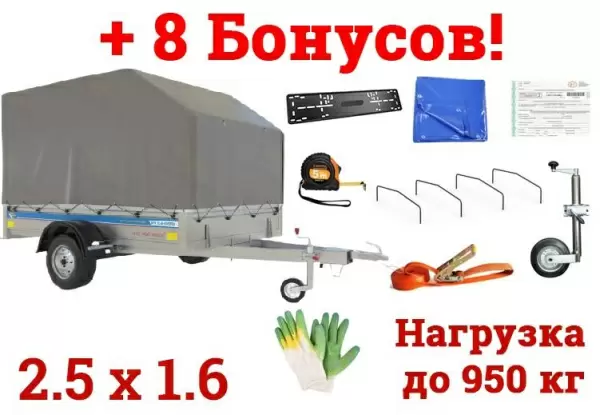 Самосвальный оцинкованный прицеп Кремень "Бизнес Люкс" (2,5х1,6) на рессоре alko