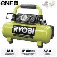 Купить Компрессор безмасляный коаксиальный аккумуляторный RYOBI R18AC-0 (без батареи) система ONE + в Минске с Доставкой по РБ