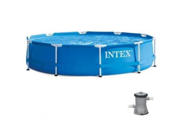 Приобрести Каркасный бассейн Metal Frame, круглый, 305х76 см + фильтр-насос 220 В, INTEX (от 6 лет) в Минске с Доставкой по РБ Купить Каркасный бассейн Metal Frame, круглый, 305х76 см + фильтр-насос 220 В, INTEX (от 6 лет) в Минске с Доставкой по РБ