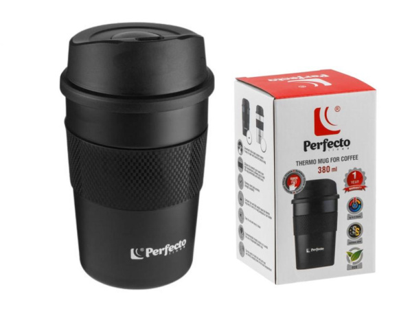 Купить Термокружка для кофе, 380 мл, нержавеющая сталь, black, PERFECTO LINEA (в индивидуальной упаковке) в Минске с Доставкой по РБ